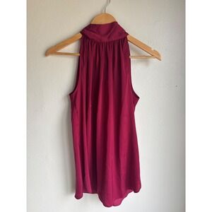 Max Studio Raspberry Pink Halter Tie Neck Sleeveless Pleated Top 2708M39A Small